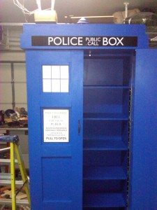 Tardis Bookcase. It's bigger on the inside because it opens up.